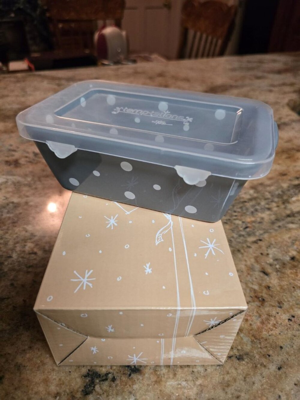 Temptations Gray Polka Dot 12 oz. Mini Loaf Pan With Lid